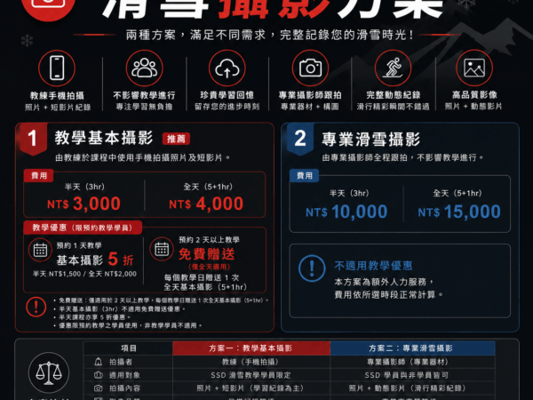 全天專業滑雪攝影